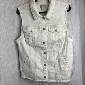 Logo-by-lori-goldstein White Distressed Denim Vest Women's 14